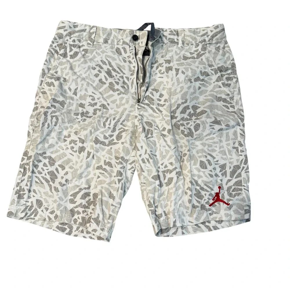 Jordan Shorts Mens 36 Grey Geometric Print Jumpman Logo Casual Streetwear